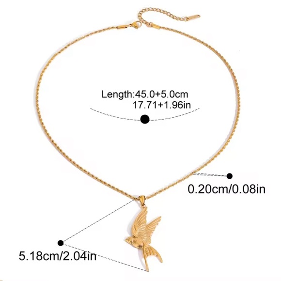 Swallow Peace Bird 18k Gold Stainless Steel Ring, Earrings, Necklace Set - Picture 12 of 17